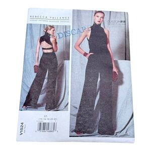 Vogue Rebecca Vallance Jumpsuit Size 14-22 V1524 Halter Open Back New Uncut